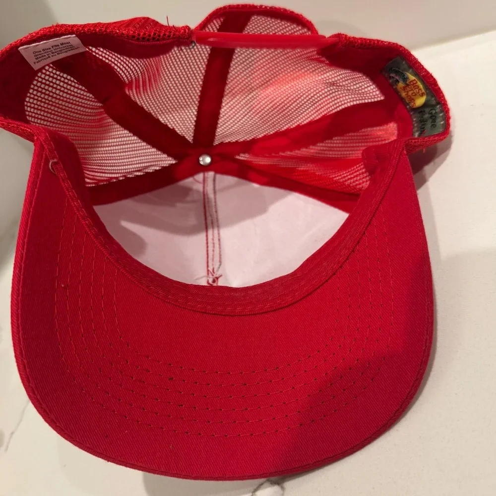 Bass Pro Shops Mesh Back Trucker Hat Red Adjustable Snapback Fishing Cap OSFM